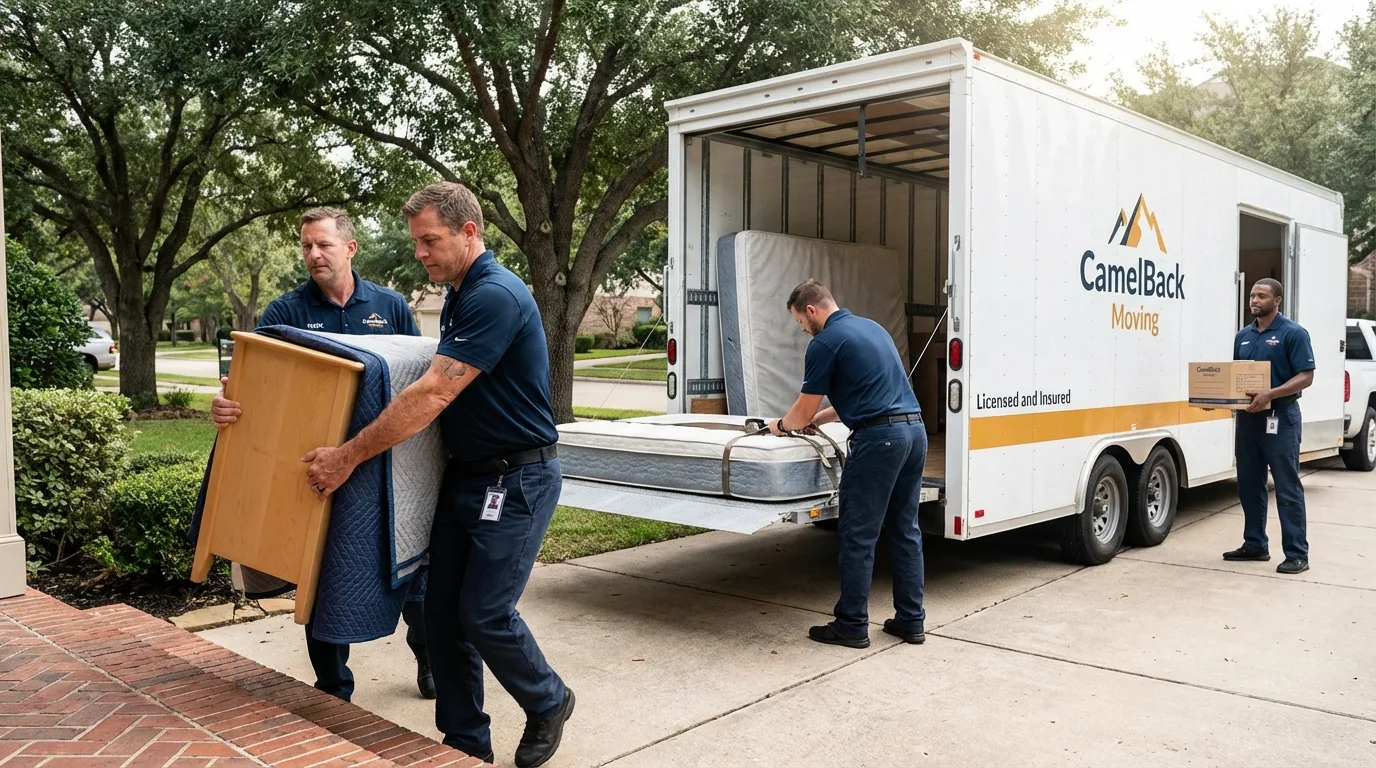 Crew loading residential truck for cross-state move from Clemmons, NC
