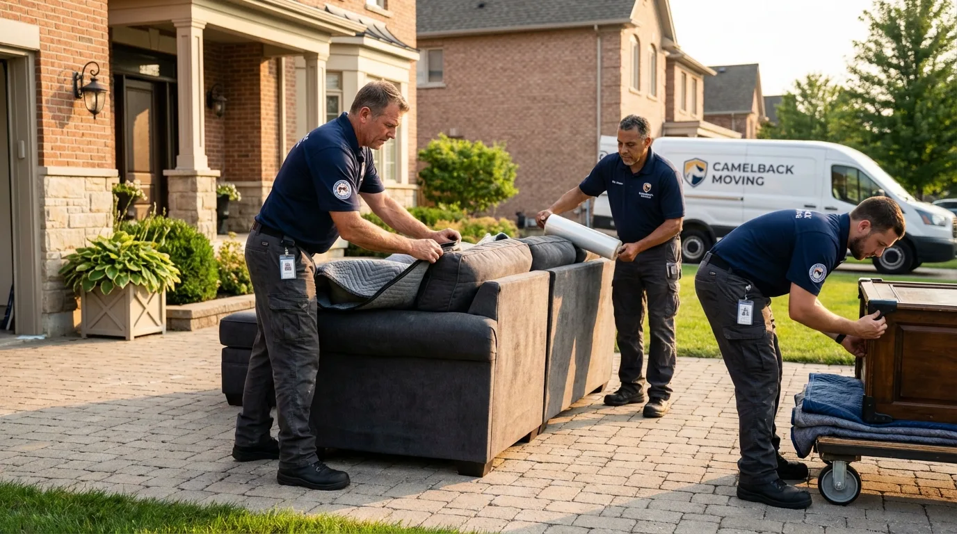Large estate moving crew wrapping furniture in Clemmons, NC
